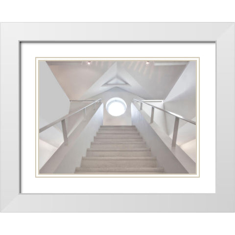 High-Key Staircase White Modern Wood Framed Art Print with Double Matting by Depaepe, Yvette