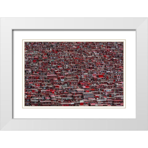 Red Houses White Modern Wood Framed Art Print with Double Matting by Al-Jazeri, Ali