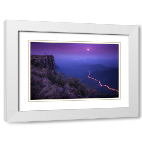 Planet Earth White Modern Wood Framed Art Print with Double Matting by Sombrio, Raphael