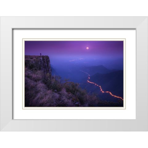 Planet Earth White Modern Wood Framed Art Print with Double Matting by Sombrio, Raphael