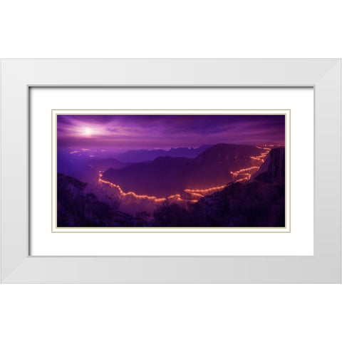 Lights Of The Night White Modern Wood Framed Art Print with Double Matting by Sombrio, Raphael