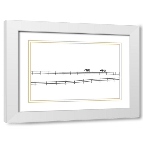 A Couple White Modern Wood Framed Art Print with Double Matting by Huang, Ivan