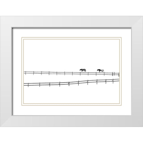 A Couple White Modern Wood Framed Art Print with Double Matting by Huang, Ivan