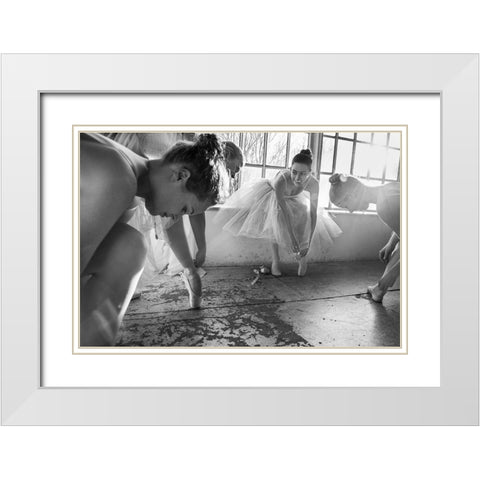 Ballet Dancers Preparation... White Modern Wood Framed Art Print with Double Matting by Muller Photography, Peter