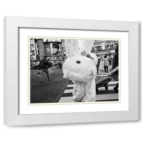 Untitled White Modern Wood Framed Art Print with Double Matting by Suzuki, Tatsuo