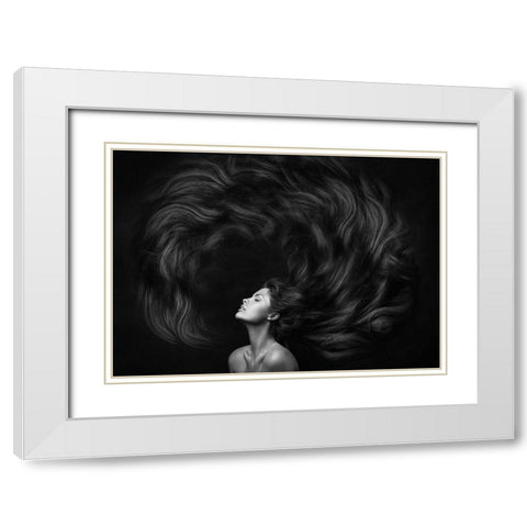 Yanika White Modern Wood Framed Art Print with Double Matting by Rise, Zachar