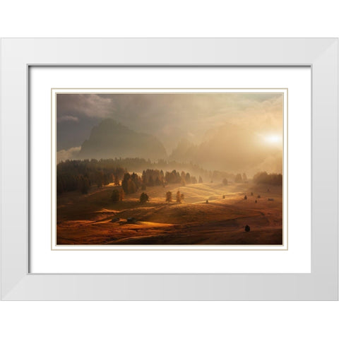 Morning On Alpine Meadow White Modern Wood Framed Art Print with Double Matting by Rericha, Daniel