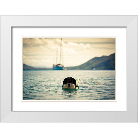 The Diver White Modern Wood Framed Art Print with Double Matting by Robboz, El
