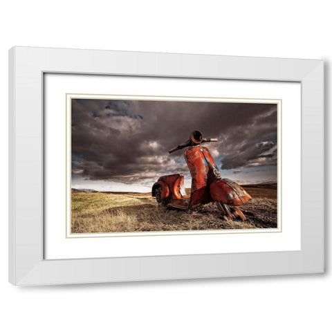 Vespa White Modern Wood Framed Art Print with Double Matting by H. Ingibergsson, Torsteinn