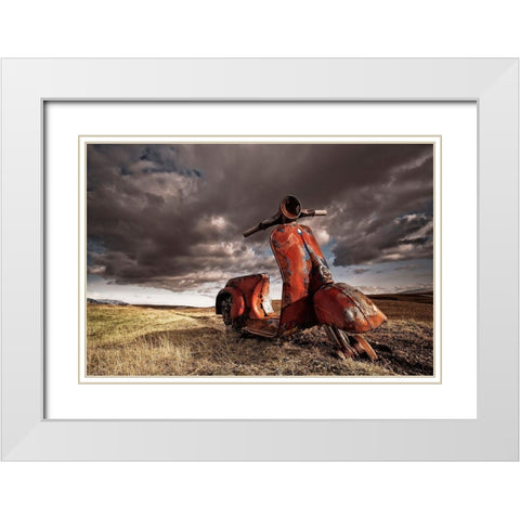 Vespa White Modern Wood Framed Art Print with Double Matting by H. Ingibergsson, Torsteinn