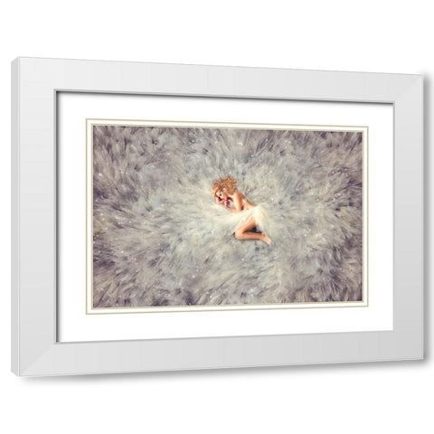 Hush Little Babe White Modern Wood Framed Art Print with Double Matting by Rozenzvig, Carmit