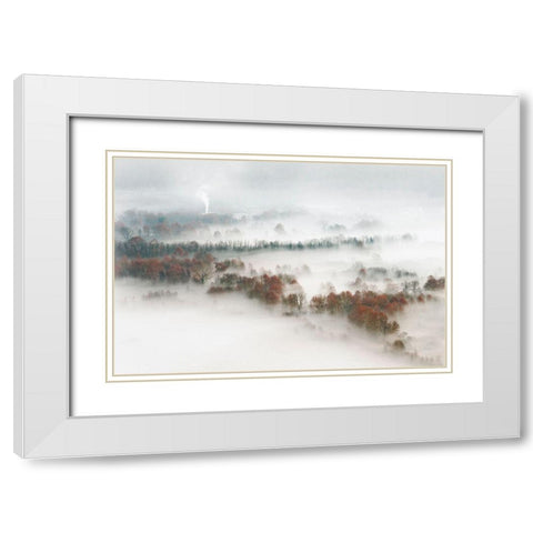 Factory Fog White Modern Wood Framed Art Print with Double Matting by Galimberti, Marco