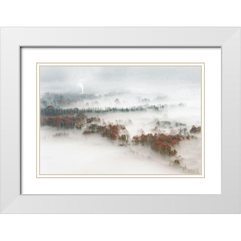 Factory Fog White Modern Wood Framed Art Print with Double Matting by Galimberti, Marco