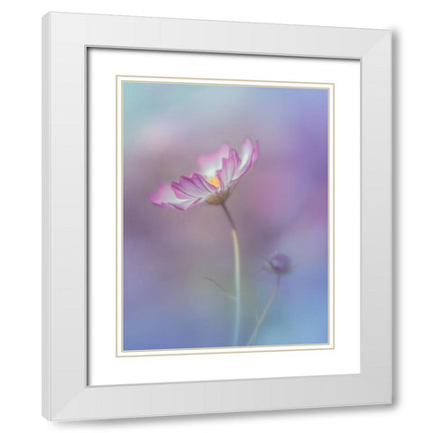 Pink Elegance White Modern Wood Framed Art Print with Double Matting by Koumura, Miyako