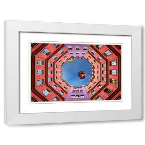 Shapes And Swirls White Modern Wood Framed Art Print with Double Matting by Doyle, Renee