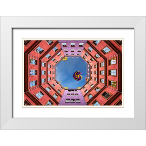 Shapes And Swirls White Modern Wood Framed Art Print with Double Matting by Doyle, Renee