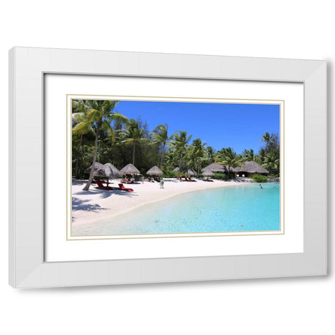 Blue Beach White Modern Wood Framed Art Print with Double Matting by Daniel, Nick