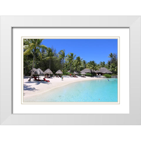 Blue Beach White Modern Wood Framed Art Print with Double Matting by Daniel, Nick