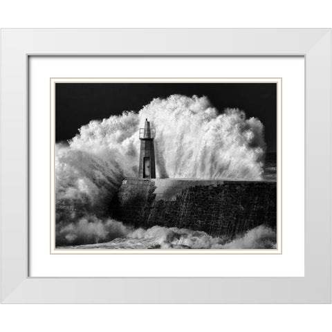The Lighthouse White Modern Wood Framed Art Print with Double Matting by Garcia Bernardo, Alejandro