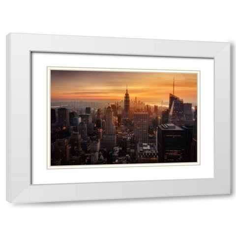 Manhattans Light White Modern Wood Framed Art Print with Double Matting by Ruiz Dueso, Jorge