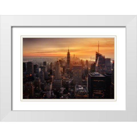 Manhattans Light White Modern Wood Framed Art Print with Double Matting by Ruiz Dueso, Jorge