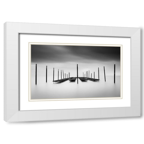 The Oyster Bar White Modern Wood Framed Art Print with Double Matting by Staelens, Christophe