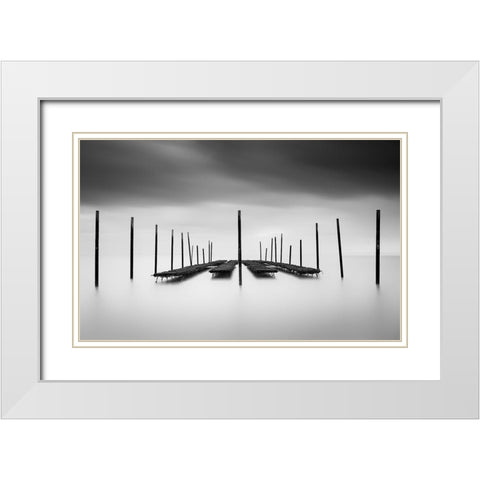 The Oyster Bar White Modern Wood Framed Art Print with Double Matting by Staelens, Christophe