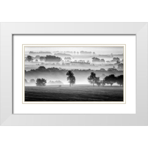 Morning View White Modern Wood Framed Art Print with Double Matting by Krol, Piotr
