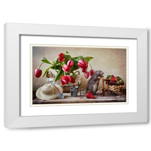 The Farmer White Modern Wood Framed Art Print with Double Matting by Grigorjeva, Eleonora