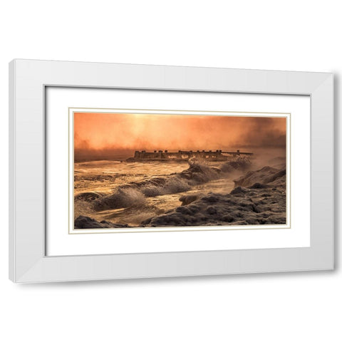 Liquid Gold White Modern Wood Framed Art Print with Double Matting by Breau, Susan