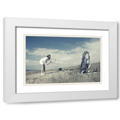 Game-Set And Match White Modern Wood Framed Art Print with Double Matting by Vink, Hans