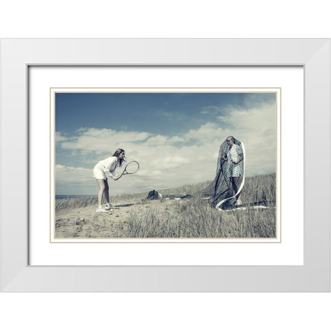 Game-Set And Match White Modern Wood Framed Art Print with Double Matting by Vink, Hans