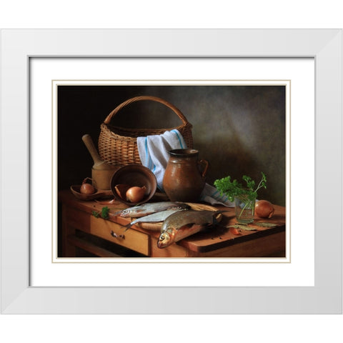 Untitled White Modern Wood Framed Art Print with Double Matting by Skorokhod, Tatyana