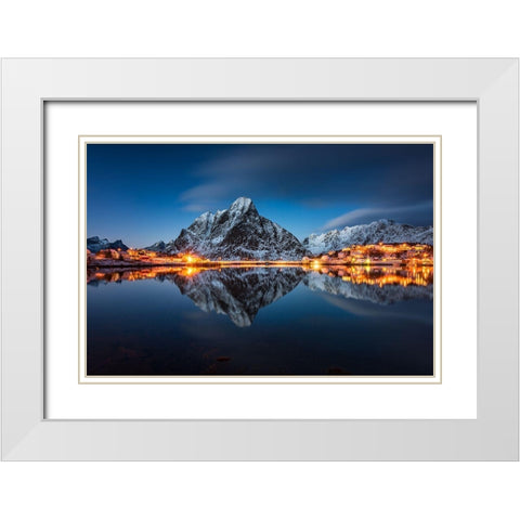 Blue Hour White Modern Wood Framed Art Print with Double Matting by Hoffmann, Raymond
