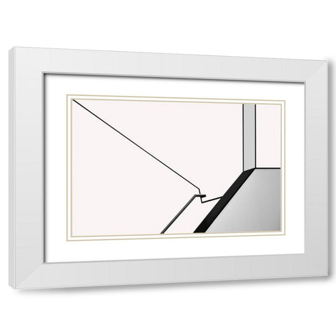 Van Abbe Lines White Modern Wood Framed Art Print with Double Matting by Niezen, Jan