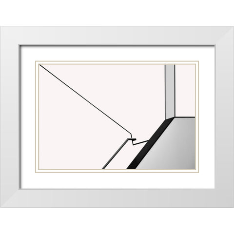 Van Abbe Lines White Modern Wood Framed Art Print with Double Matting by Niezen, Jan