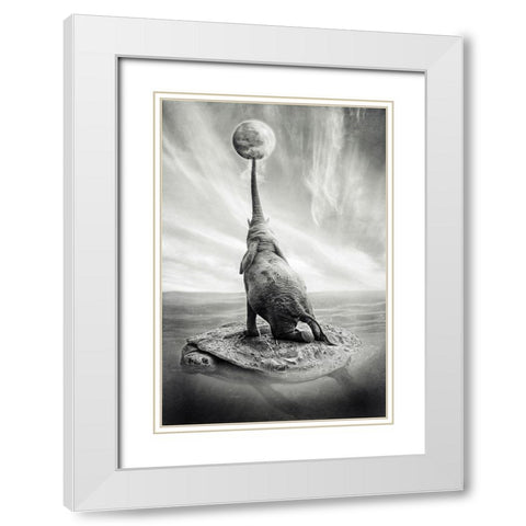 Genesis White Modern Wood Framed Art Print with Double Matting by Maria Perez, Jose