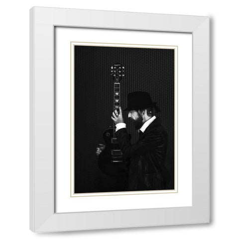 Man In Black White Modern Wood Framed Art Print with Double Matting by Ignatova, Desislava