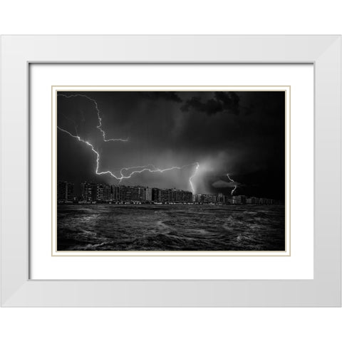 Sometimes-The Sky Screams ... White Modern Wood Framed Art Print with Double Matting by Depaepe, Yvette