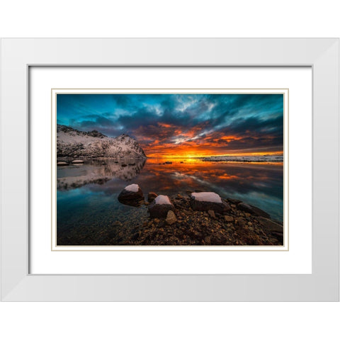Sky On Fire White Modern Wood Framed Art Print with Double Matting by Hoffmann, Raymond