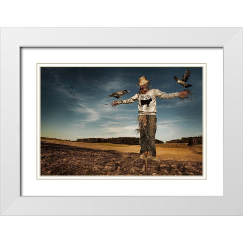 S C A R E C R O W White Modern Wood Framed Art Print with Double Matting by Gryszpanowicz, Sebastian