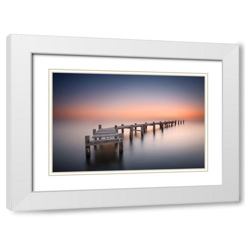 Old Pier Ii White Modern Wood Framed Art Print with Double Matting by Beut, Jose