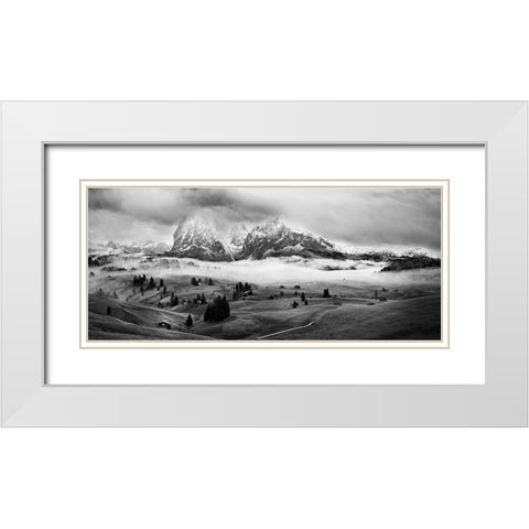 Foggy Dolomites White Modern Wood Framed Art Print with Double Matting by Kuric Ep, Marian