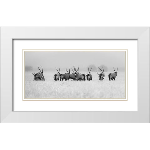 Oryx In The Rain White Modern Wood Framed Art Print with Double Matting by Trubitsyn, Kirill