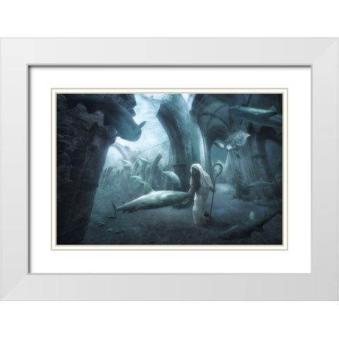 The Sea Shepherd White Modern Wood Framed Art Print with Double Matting by Kiciak, Christophe