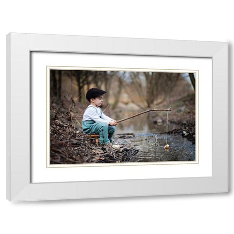 Fisherman White Modern Wood Framed Art Print with Double Matting by Tomsickova, Tatyana