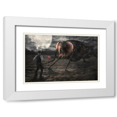 The Duel White Modern Wood Framed Art Print with Double Matting by Kiciak, Christophe