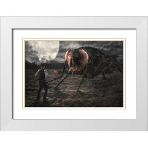 The Duel White Modern Wood Framed Art Print with Double Matting by Kiciak, Christophe