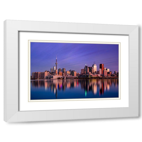 Toronto Sunrise White Modern Wood Framed Art Print with Double Matting by Crockett, Jason