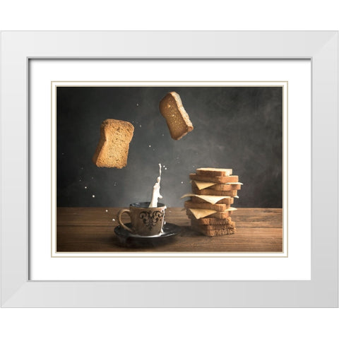 Splash White Modern Wood Framed Art Print with Double Matting by Bader, Ali